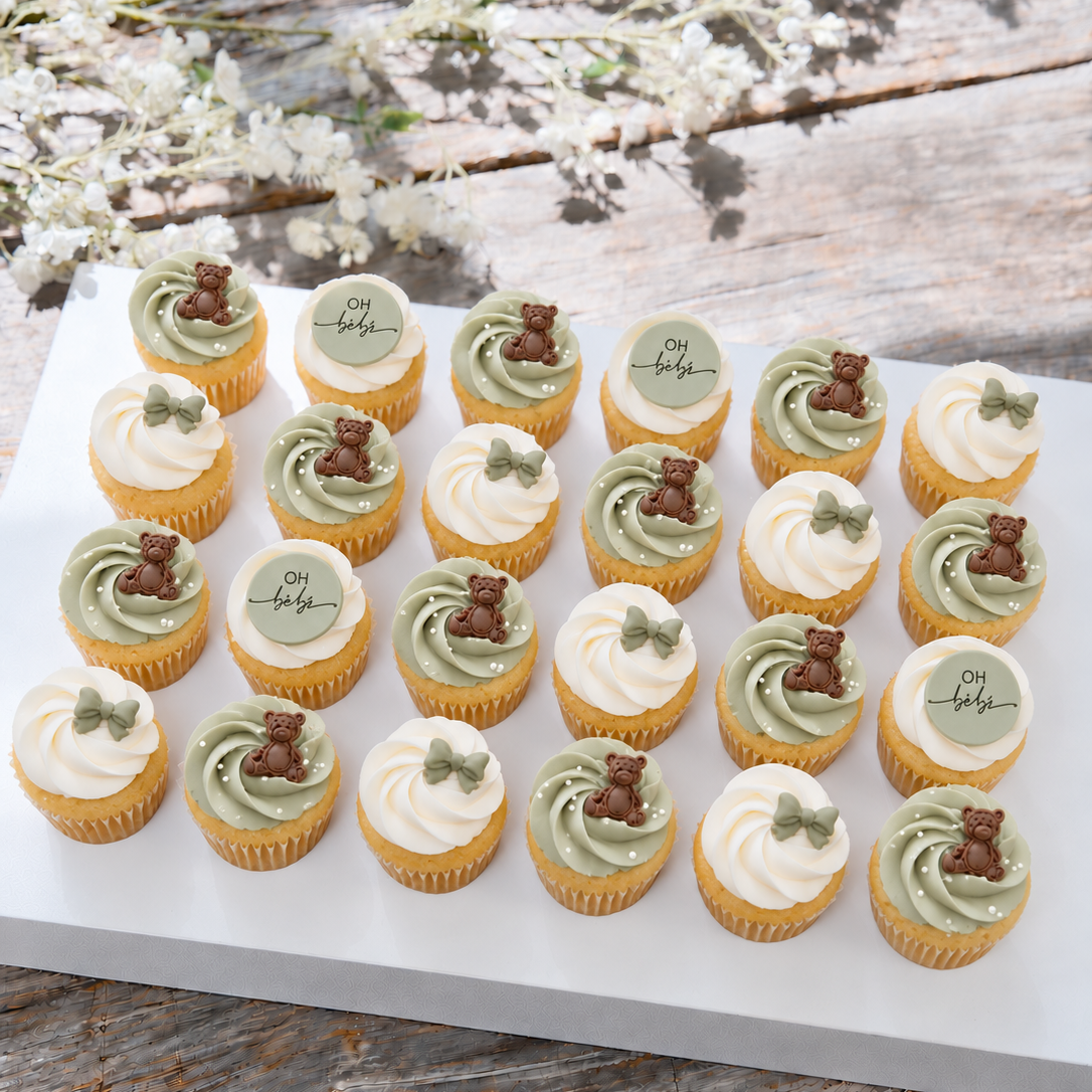BÉBÉ OURSON (sauge)| Mini cupcakes